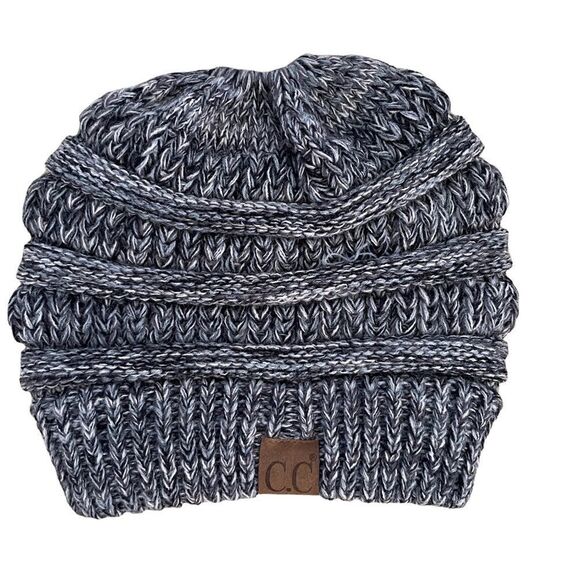 C. C ~ Grey ponytail beanie ~ One size - Picture 3 of 5